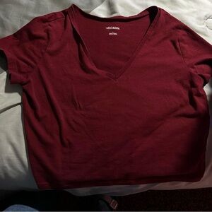 Wild Fable Red V-Neck Crop Tee